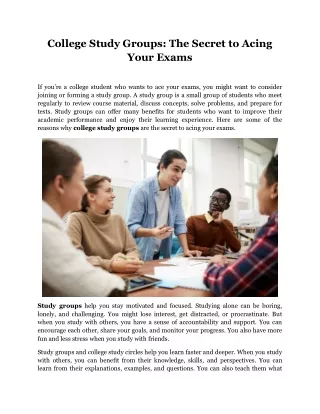 College Study Groups The Secret to Acing Your Exams