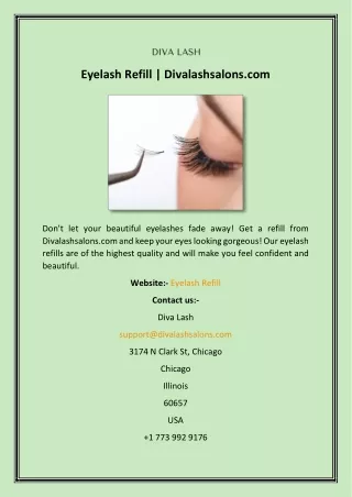 Eyelash Refill  Divalashsalons