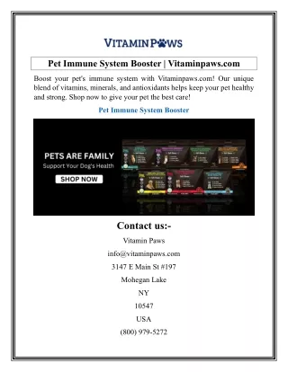 Pet Immune System Booster  Vitaminpaws