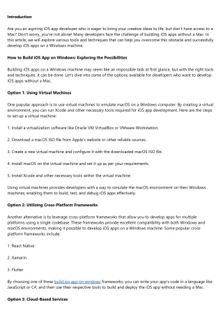 Overcoming Obstacles: Building iOS Apps without a Mac using Windows Tools