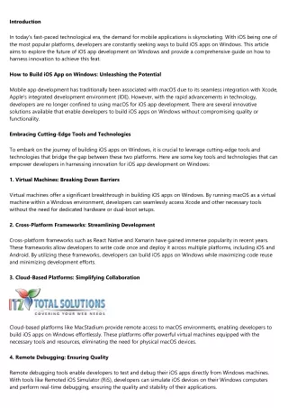 Harnessing Innovation: The Future of iOS App Development on Windows