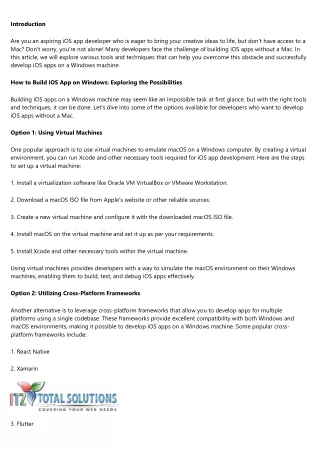Overcoming Obstacles: Building iOS Apps without a Mac using Windows Tools