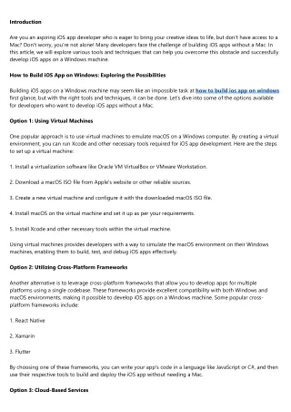 Overcoming Obstacles: Building iOS Apps without a Mac using Windows Tools