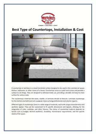 Best Type of Countertops, Installation & Cost