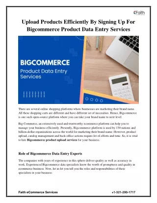 Upload Products Efficiently By Signing Up For Bigcommerce Product Data Entry Services