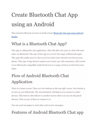 Create Bluetooth Chat App using an Android