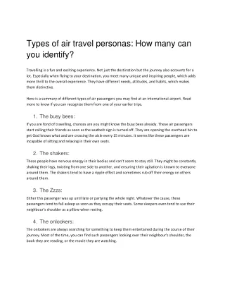 Types of air travel personas: How many can you identify?