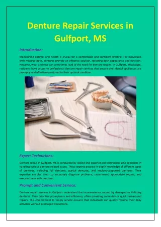 Denture Repair Services in Gulfport, MS