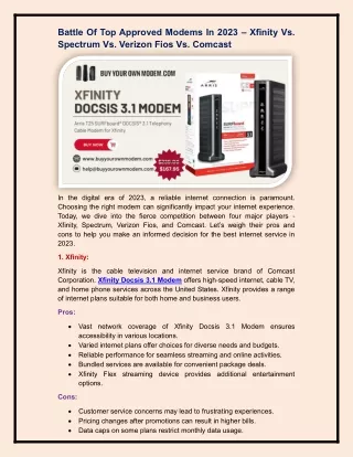 Xfinity Docsis 3.1 Modem