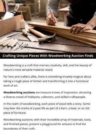 Crafting Unique Pieces With Woodworking Auction Finds