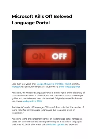 Microsoft Kills Off Beloved Language Portal