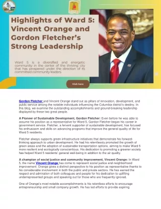 Highlights of Ward 5 Vincent Orange and Gordon Fletcher’s Strong Leadership