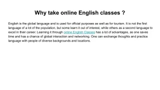 Why take online English classes ?