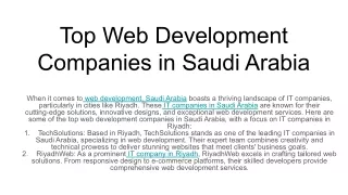 Top Web Development Companies in Saudi Arabia