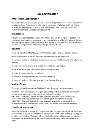 iso certification