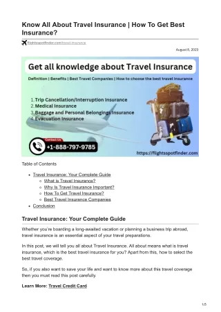 Know All About Travel Insurance  How To Get Best Insurance