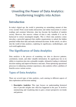 Unveiling the Power of Data Analytics Transforming Insights into Action