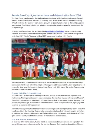 Austria Euro Cup A journey of hope and determination Euro 2024