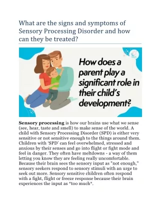 What are the signs and symptoms of Sensory Processing Disorder and how can they be treated