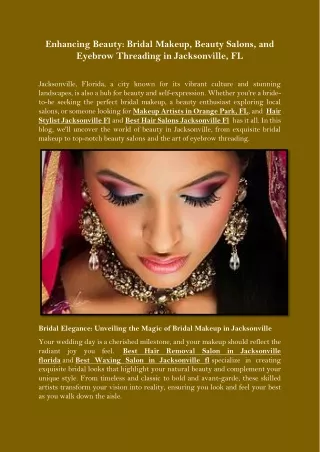 Enhancing Beauty Bridal Makeup, Beauty Salons, and Eyebrow Threading in Jacksonville, FL