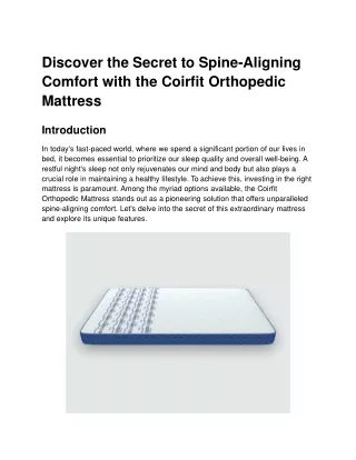 Discover the Secret to Spine-Aligning Comfort with the Coirfit Orthopedic Mattress - Google Docs