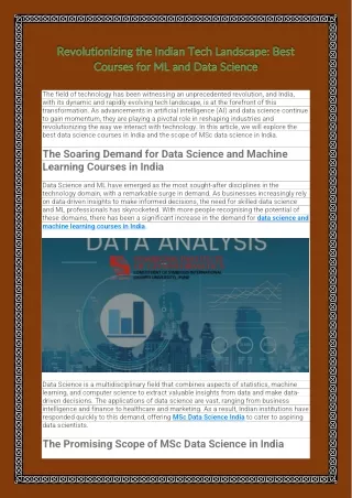 Revolutionizing the Indian Tech Landscape: Best Courses for ML and Data Science