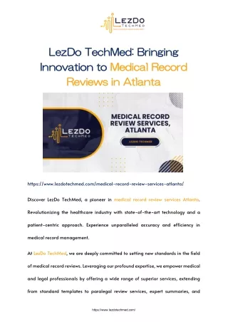LezDo TechMed: Bringing Innovation to Medical Record Reviews in Atlanta