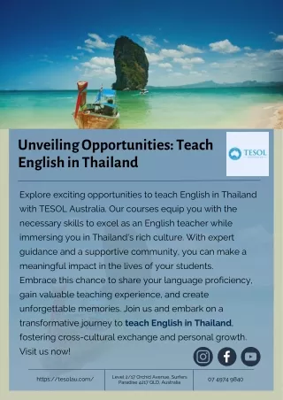 Unveiling Opportunities: Teach English in Thailand