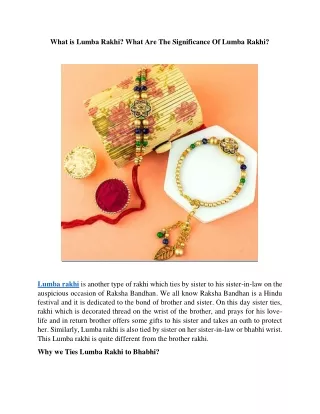 What is Lumba Rakhi What Are The Significance Of Lumba Rakhi