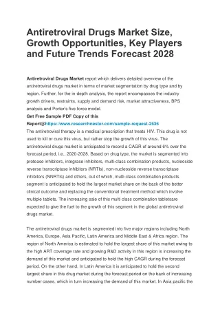 Antiretroviral Drugs Market Size