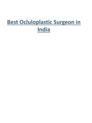 Best Ocluloplastic Surgeon in India