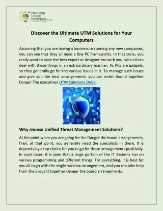 Discover the Ultimate UTM Solutions for Your Computers