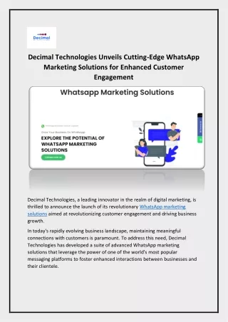 WhatsApp Marketing Solutions - Decimal Technology