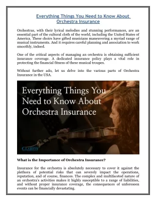 Everything Things You Need to Know About Orchestra Insurance