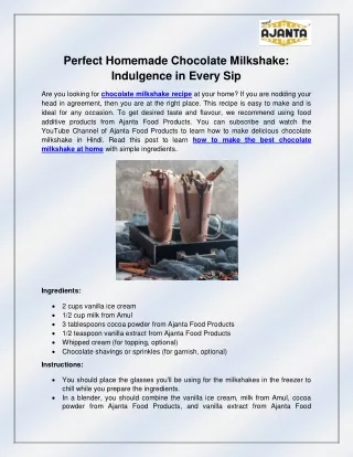 Chocolate milkshake recipe