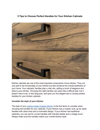 5 Tips to Choose Perfect Handles for Your Kitchen Cabinets