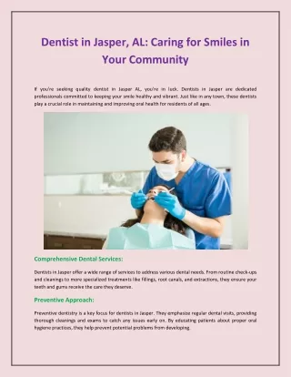 Dentist in Jasper, AL: Caring for Smiles in Your Community