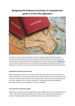 Navigating the Pathway to Australia: A comprehensive guide to on line Visa appli