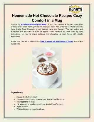 Hot chocolate recipe at home