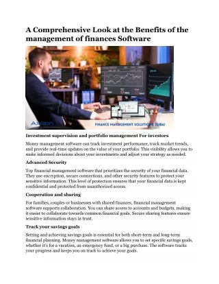 A Comprehensive Look at the Benefits of the management of finances Software