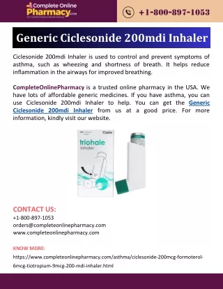 Generic Ciclesonide 200mdi Inhaler