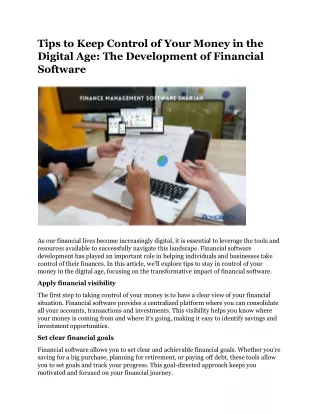 Tips to Keep Control of Your Money in the Digital Age The Development of Financial Software