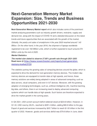 Next-Generation Memory Market