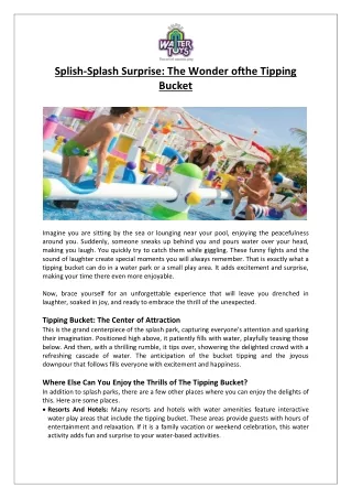 Empex Watertoys® - Splish-Splash Surprise The Wonder of the Tipping Bucket