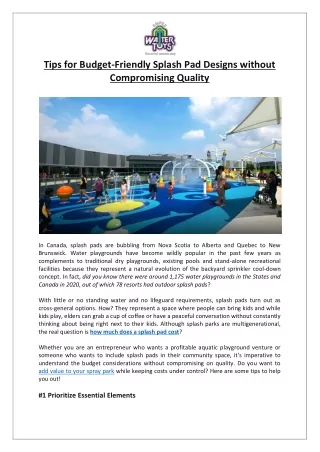 Empex Watertoys® - Tips for Budget-Friendly Splash Pad Designs without Compromising Quality