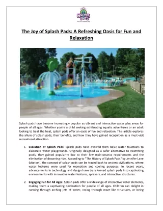 Empex Watertoys® - The Joy of Splash Pads A Refreshing Oasis for Fun and Relaxation