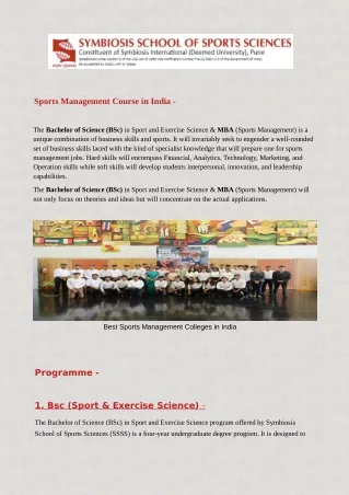 Sports Management Courses