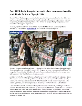 Paris 2024 Paris Bouquinistes resist plans to remove riverside book kiosks for Paris Olympic 2024