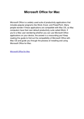 Microsoft Office for Mac