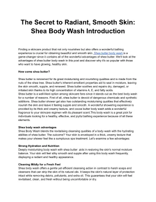 The Secret to Radiant, Smooth Skin_ Shea Body Wash Introduction